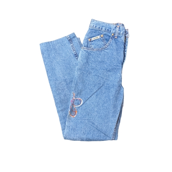 Vintage Hollywood Women's Size 27 100% Cotton Denim Jeans with Flower Pa… - Picture 4 of 15